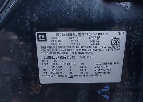 2012 Chevrolet Equinox Ls from USA, damaged, VIN 2GNFLCEK9C6221872